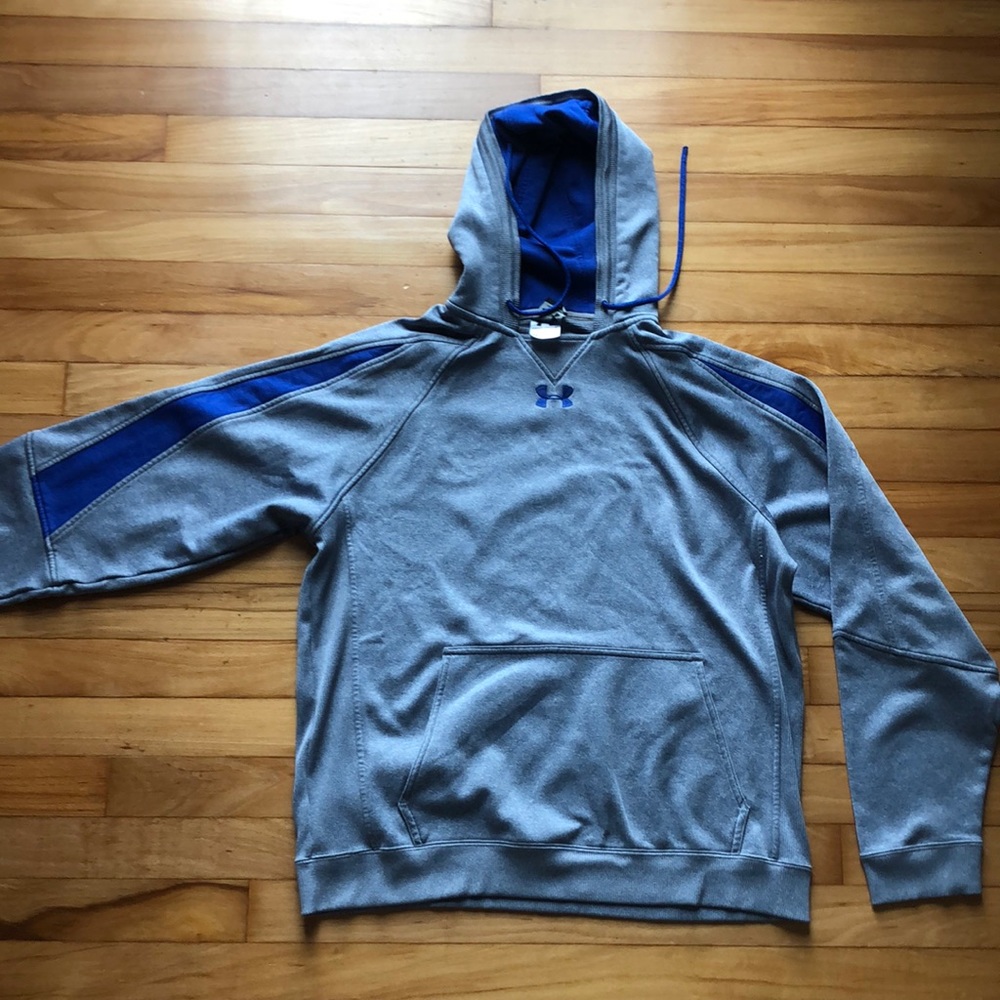 Under Armour Sweatshirt Hoodie Grey Blue Small